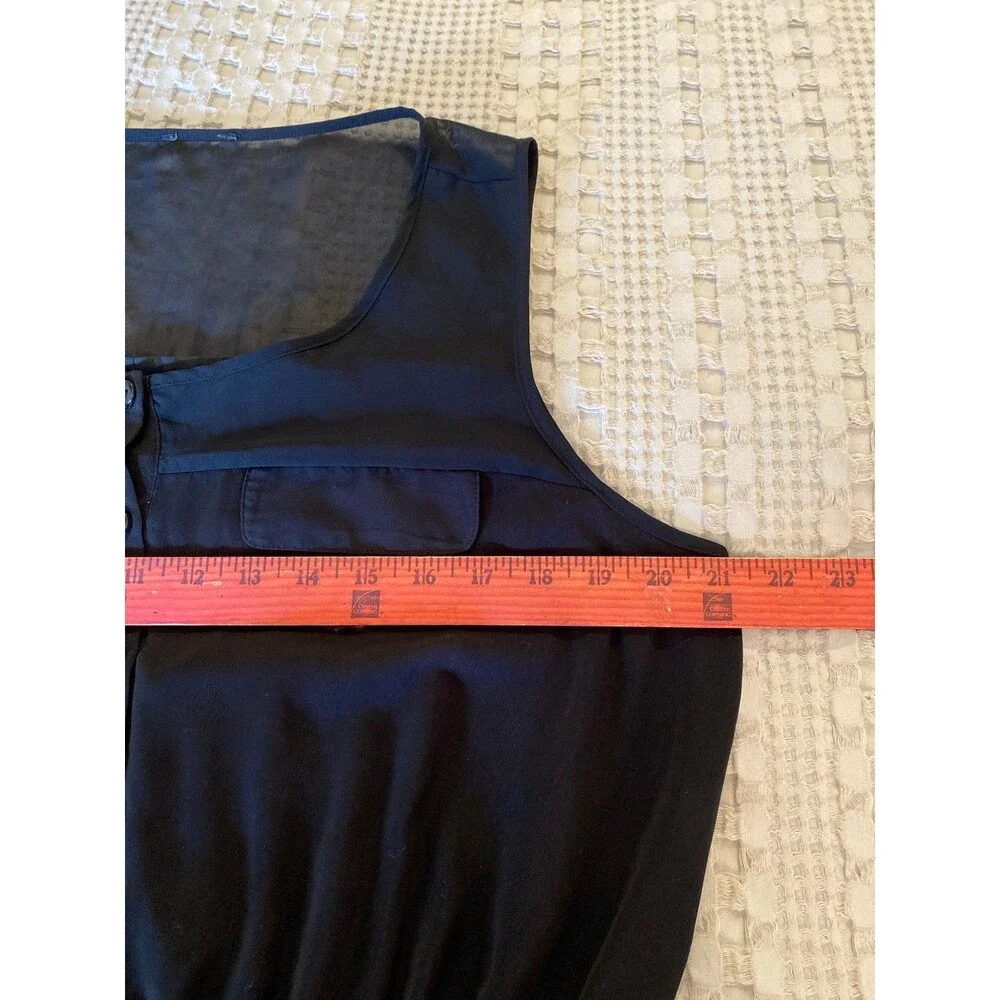 Swimsuit‎ Coverup Dress Plus Size 1X Black Sheer Button Front Elastic Waist